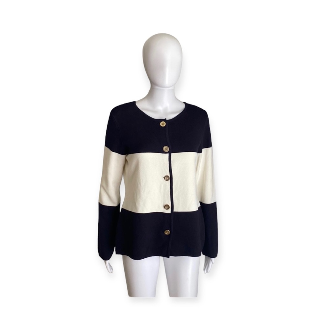 Charter Club Blue & Beige Cardigan Size M